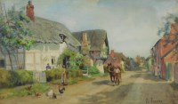 Lot 383 - Samuel Towers (1862-1943) Chickens and horse...
