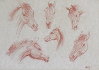Lot 387 - Raoul Millais (1901-1999) Horse head studies,...