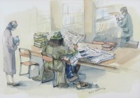 Lot 397 - Albin Trowski (20th century) Reading papers in...