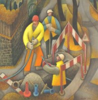 Lot 421 - Jiri Borsky Workmen signed lower right and...