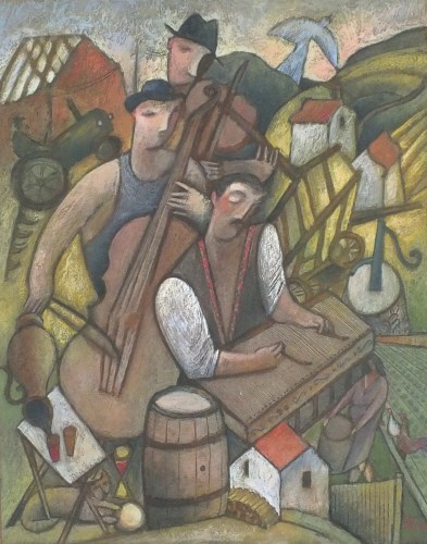 Lot 422 - Jiri Borsky Musicians, signed lower right and...
