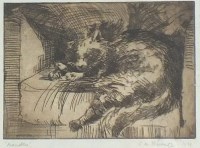 Lot 465 - British school, 20th century Sleeping cat,...