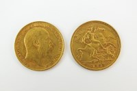 Lot 606 - Two Edward VII half sovereigns, dated 1907 and...