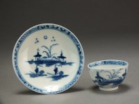 Lot 11 - A Caughley toy teabowl and saucer painted in...