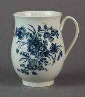 Lot 132 - A Caughley bell-shaped mug transfer-printed in...