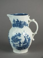 Lot 147 - A Caughley mask head jug transfer-printed with...