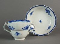 Lot 165 - A Caughley chocolate cup and saucer painted...