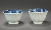 Lot 179 - Two Caughley reeded tea bowls with internal...