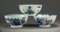 Lot 196 - Three Caughley slop bowls transfer-printed...