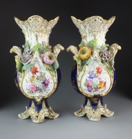 Lot 354 - A pair of Coalbrookdale porcelain vases, circa...