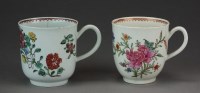 Lot 358 - A Worcester coffee cup painted with flowers,...