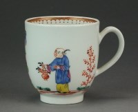 Lot 359 - A Worcester coffee cup painted in polychrome...