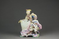 Lot 377 - A Bow figure of a milkmaid, circa 1754...