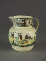 Lot 404 - A Leeds creamware hunting jug, late 18th/early...