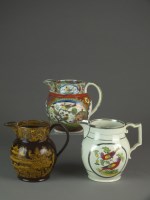 Lot 407 - Three mid-19th century English pearlware jugs,...