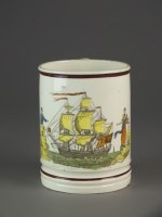 Lot 413 - Maritime interest; A creamware frog mug, circa...