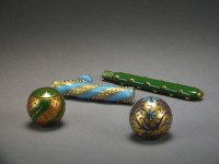 Lot 480 - Three Coalport porcelain cane handles and a...