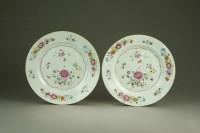 Lot 544 - A pair of Chinese famille rose plates,...