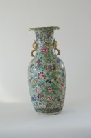 Lot 548 - A large Chinese celadon famille rose vase,...