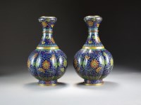 Lot 617 - A pair of Chinese cloisonne vases, late Qing...