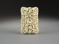 Lot 631 - A Chinese Canton carved ivory card case,...