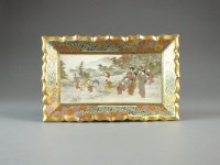 Lot 661 - A Japanese Satsuma card tray by Senzan, Meiji...