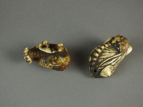 Lot 678 - Two Japanese ivory netsuke, Meiji period, the...