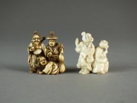 Lot 682 - Two Japanese ivory netsuke, Meiji period, the...