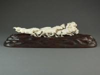 Lot 683 - A Japanese ivory figure group of horses,...