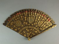 Lot 689 - A Japanese lacquer fan, Meiji period, the...