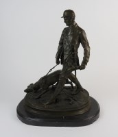 Lot 722 - A modern bronze figure group of huntsman and...