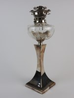 Lot 806 - A late Victorian silver plated oil lamp, by...