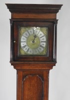 Lot 837 - An 18th century oak thirty hour longcase clock,...