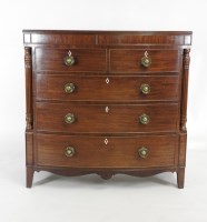 Lot 850 - A William IV mahogany bow front chest of two...