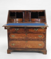 Lot 864 - A George III oak crossbanded mahogany fall...