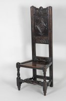 Lot 889 - An early 18th century joined oak back stool...