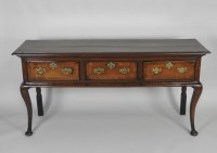 Lot 905 - A George III oak crossbanded mahogany three...