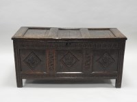 Lot 926 - A late 17th century joined oak coffer, the...