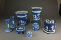 Lot 27 - A group of Wedgwood blue jasperware to include...