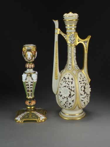 Lot 62 - A Wedgwood bone china reticulated candlestick...