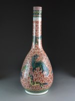 Lot 118 - A large Chinese famille verte bottle vase,...