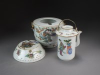 Lot 120 - An unusual Chinese famille rose teapot and...