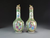 Lot 122 - A pair of Chinese Canton famille rose vases...