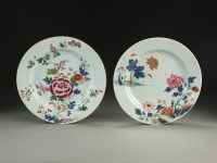 Lot 129 - Two Chinese famille rose plates, Qianlong, of...