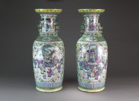 Lot 133 - A large pair of Chinese famille rose vases,...