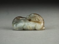 Lot 156 - A Chinese grey jade carving of a kylin, Qing...