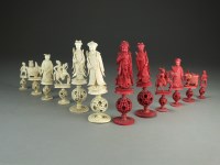 Lot 190 - A Chinese ivory chess set, Second half of 19th...