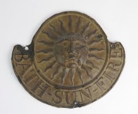 Lot 270 - A Bath Sun Fire Office copper fire mark, the...