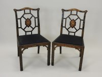 Lot 374 - A pair of Chinese Chippendale black Japanned...