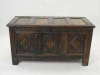 Lot 376 - A late 17th century joined oak coffer, the...